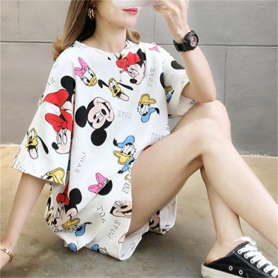 Pijamas para mulheres verão solto plus size doce e fofo estudante shorts de manga curta pode ser usado fora do estilo coreano conjunto de roupas para casa