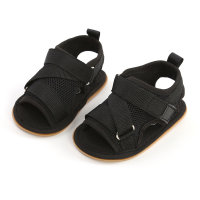 Baby Solid Color Webbing Baby Shoes  Black