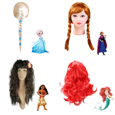 Perruque de cosplay rouge princesse Ariel, accessoires de performance sur scène, perruque princesse Jasmine