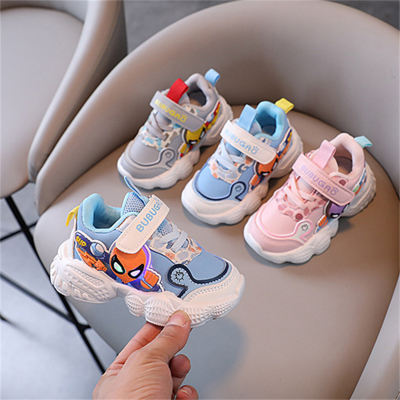 Boys' Sports Shoes 2023 Autumn and Winter New Leather Girls Light Soled Casual Shoes Running Shoes Baby Toddler Shoes Flashing Shoes