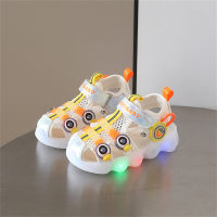 Light-up baby sandals, toe-toe anti-kick beach shoes, soft-soled toddler shoes  Beige