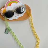 Lunettes de soleil 2 pièces avec chaîne de lunettes, ensemble de lunettes de soleil anti-UV à la mode  vert