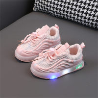 Luminous sneakers, light-up casual shoes, spring and autumn breathable children's mesh shoes  Pink