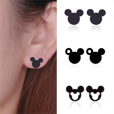 Bijoux d'oreille simples européens et américains, petites boucles d'oreilles de dessin animé Mickey Mouse Minnie Mickey, vente en gros, en stock