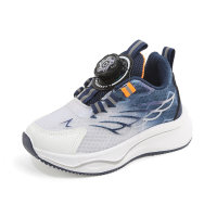 Children's Sports Shoes 2024 Spring and Autumn Boys' Casual Shoes Swivel Button Girls' Running Shoes Soft Sole Baby Net Shoes  Navy Blue