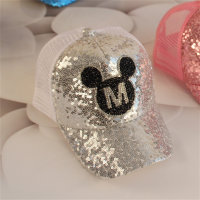 Toddler Girl sequined mesh hat  Silver