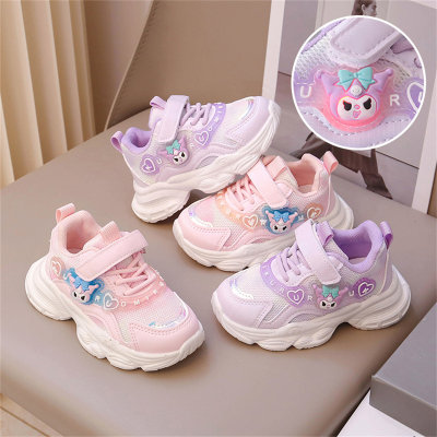 2024 Spring and Autumn New Princess Shoes Girls Super Soft Sports Shoes Children's Net Shoes Fashionable Lighting Soft Soled Running Shoes Trendy