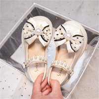 Princess Shoes Bow Pearl Baby Shoes  Beige