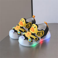 Light up baby toe-cap anti-kicking sandals for babies with soft soles  Black