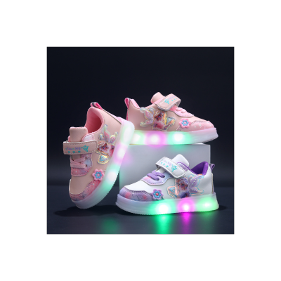 Children's Princess Elsa Leather LED Light-up Sneakers