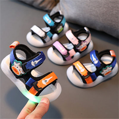 Anti-kick closed toe sandals light up beach shoes toddler shoes