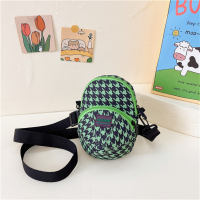 Creative hat shoulder bag, cool and cute checkerboard coin accessory bag  Green