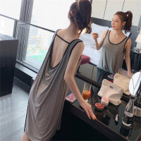 300 pounds extra large size pure lust style summer dress sexy backless design loose thin vest pajama dress for women  Gray