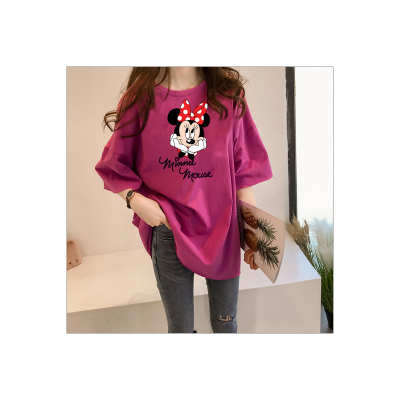 Top de camiseta multicolor de Mickey con dibujos animados para adolescentes
