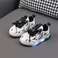 Luminous sneakers, light-up casual shoes, spring and autumn breathable children's mesh shoes  Black