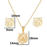 Stainless steel small animal necklace and earring set Cross-border European and American necklace women's 18K gold earring set chain wholesale  Multicolor