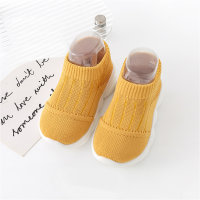 Zapatos de punto antideslizantes de color sólido para niños pequeños  Amarillo