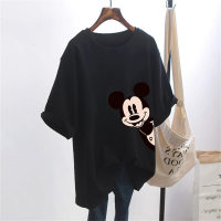 Adult Mickey Mouse Print T-shirt Top  Black