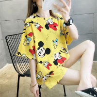 Pajamas for women summer loose plus size sweet and cute student short-sleeved shorts can be worn outside Korean style home clothes set  Yellow