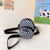 Creative hat shoulder bag, cool and cute checkerboard coin accessory bag  Multicolor