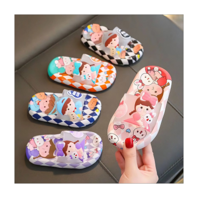 Children's cartoon pattern check slippers