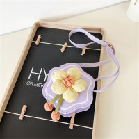Mini borsa a tracolla a tracolla con decoro floreale 3D a forma di fiore da bambina  Viola