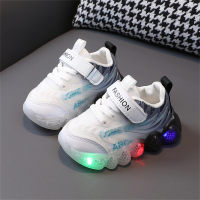 Light up soft sole toddler shoes trendy  White