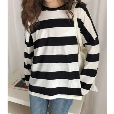 Women's all-match striped loose top