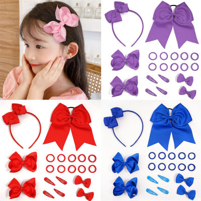European and American best-selling red bow hairpin hairband set Internet celebrity large swallowtail hair rope hairband New Year's holiday hair accessories