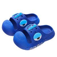 Zapatillas de verano para niñas, fondo suave antideslizante, interior, niños grandes, medianos y pequeños, baño para niños y niñas, zapatillas de medio paquete para bebés y niños  Azul