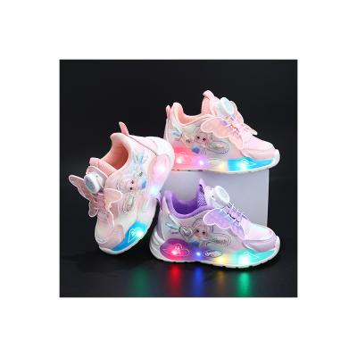 Zapatos deportivos luminosos con alas de mariposa y hebilla giratoria para niños