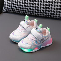 Flashing light shoes cartoon sports shoes soft bottom non-slip toddler shoes  Pink