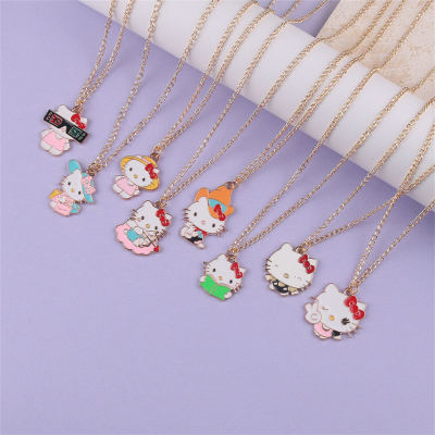 Toddler Cute KT Cat Alloy Pendant Necklace Creative Cute Design Girly Heart