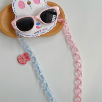 2-teiliges Sonnenbrillenset mit Brillenkette, modische Anti-UV-Sonnenbrille  Rosa