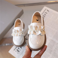 Zapatos de princesa de moda zapatos de perlas de rendimiento para niña a la moda  Blanco