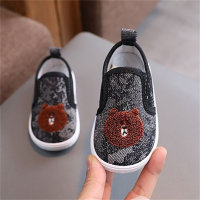 Casual sneakers, baby shoes, spring and autumn children's canvas shoes, soft-soled kindergarten indoor slip-on slip-ons, single shoes  Black
