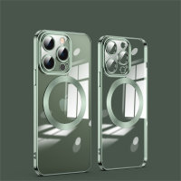 Adults suitable for Apple 15ProMAX mobile phone case transparent magnetic suction  Green