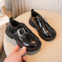 Zapatos pequeños de piel Mocasines de suela gruesa sin cordones, versátiles, de estilo británico.  Negro