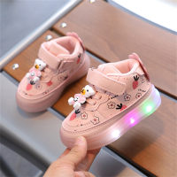 Zapatillas de piel luminosas para niños pequeños, zapatos casuales, zapatos para niños de suela blanda  Rosado