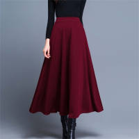 Women's long skirt, long swing skirt, A-line skirt, high waist, slimming long skirt  Burgundy