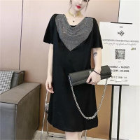 300 Jin plus size fashionable hot diamond design skirt  Black