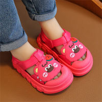 2023 New Children's Slippers Summer Girls Boys Bathroom Home Non-Slip Soft Bottom Cartoon Baby Sandals  Red