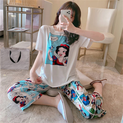 Micro-business popular pajamas for women summer short-sleeved trousers Snow White Mickey Cartoon Casual Home Wear Suit Manufacturer