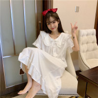Teenage girl solid color baby doll collar nightdress  White