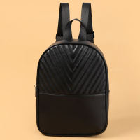 Toddler V-pattern embroidered fashionable backpack with fresh and sweet style  Black