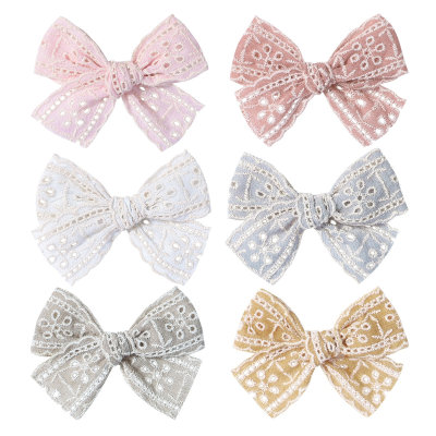 Pure color bow hairpin chiffon fabric little girl double ponytail hairpin girl hair accessories