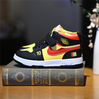 Children's basketball shoes, sports shoes, soft sole wear-resistant sneakers, high-top trendy aj children's shoes  Yellow