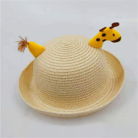 قبعة علوية لطيفة على شكل شخصية كرتونية من القش قبعة لطيفة للحماية من الشمس للأطفال  أصفر
