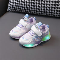 Sapatos com luz piscante, calçados esportivos de desenho animado, fundo macio e antiderrapante para crianças  Roxa