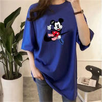 Women's Checkered Mickey Mouse Loose Top  Blue